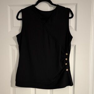 SHEIN Black Sleeveless Top with Button Detail